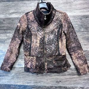 Windridge Cheryl Nash Animal Print Full Zip Womens Jacket Size Small